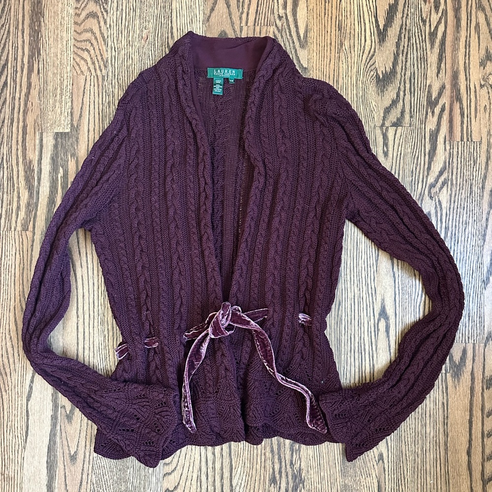 Ralph Lauren Women's plum Purple Cable Knit Sweater PM